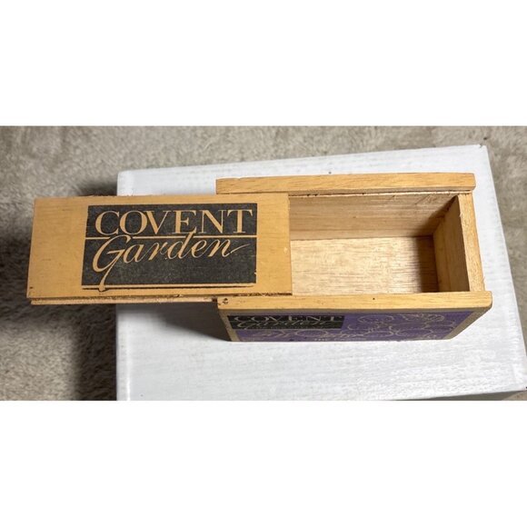 Wooden Tea Box Covent Garden Black Currant BOX ONLY 5 x 3" Decor Top Slide - Picture 3 of 10